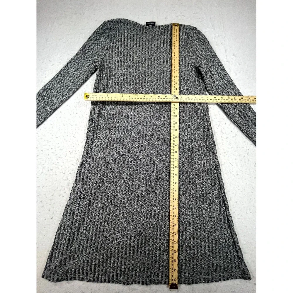Bobeau Sweater Dress Womens Small Heather Gray Tight Knit Ribbed V Neck Thermal
